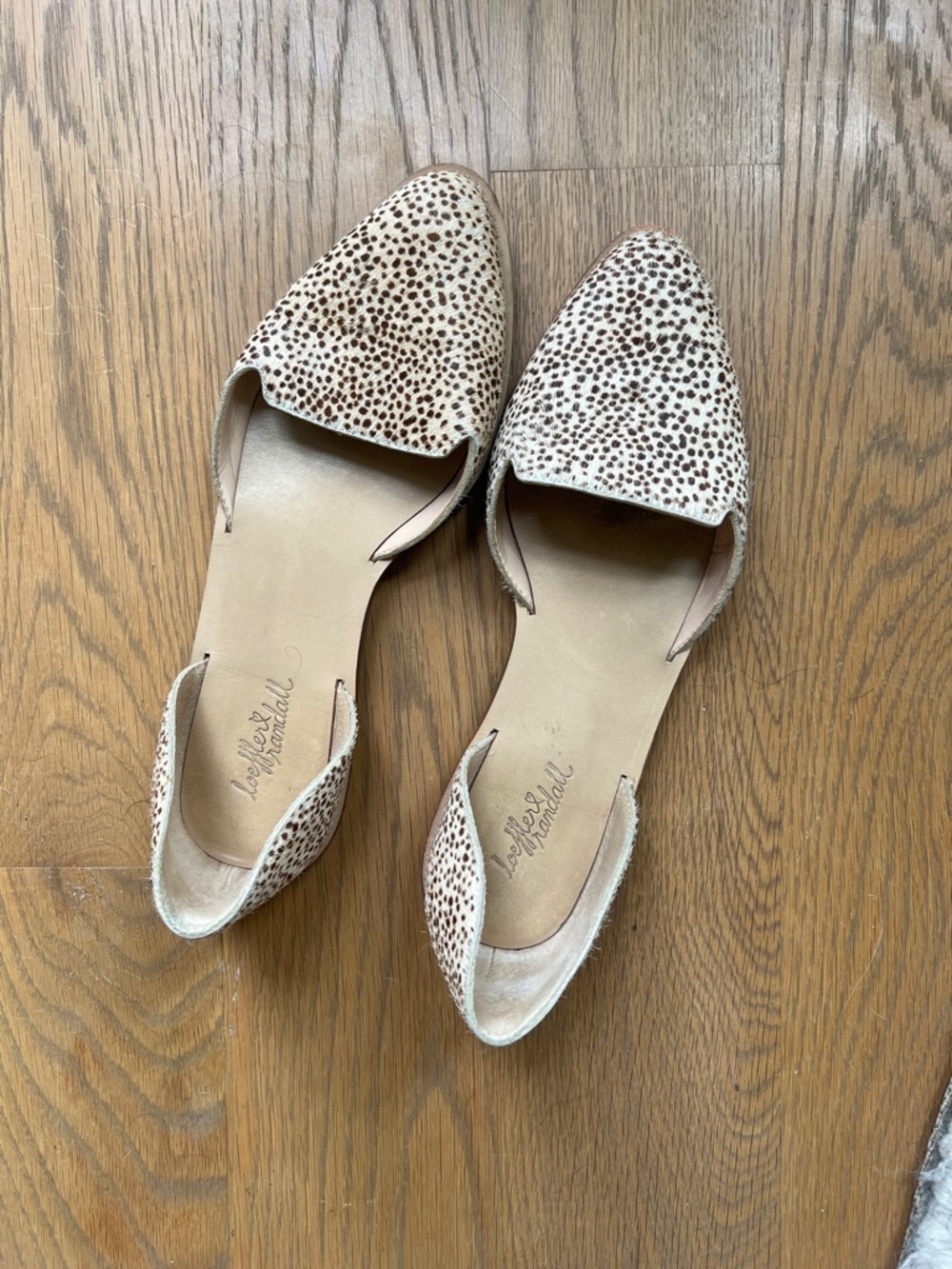 Loeffler Randall Calf Hair D' Orsay Animal Print Slip On Pointed Toe Flat Sz 7